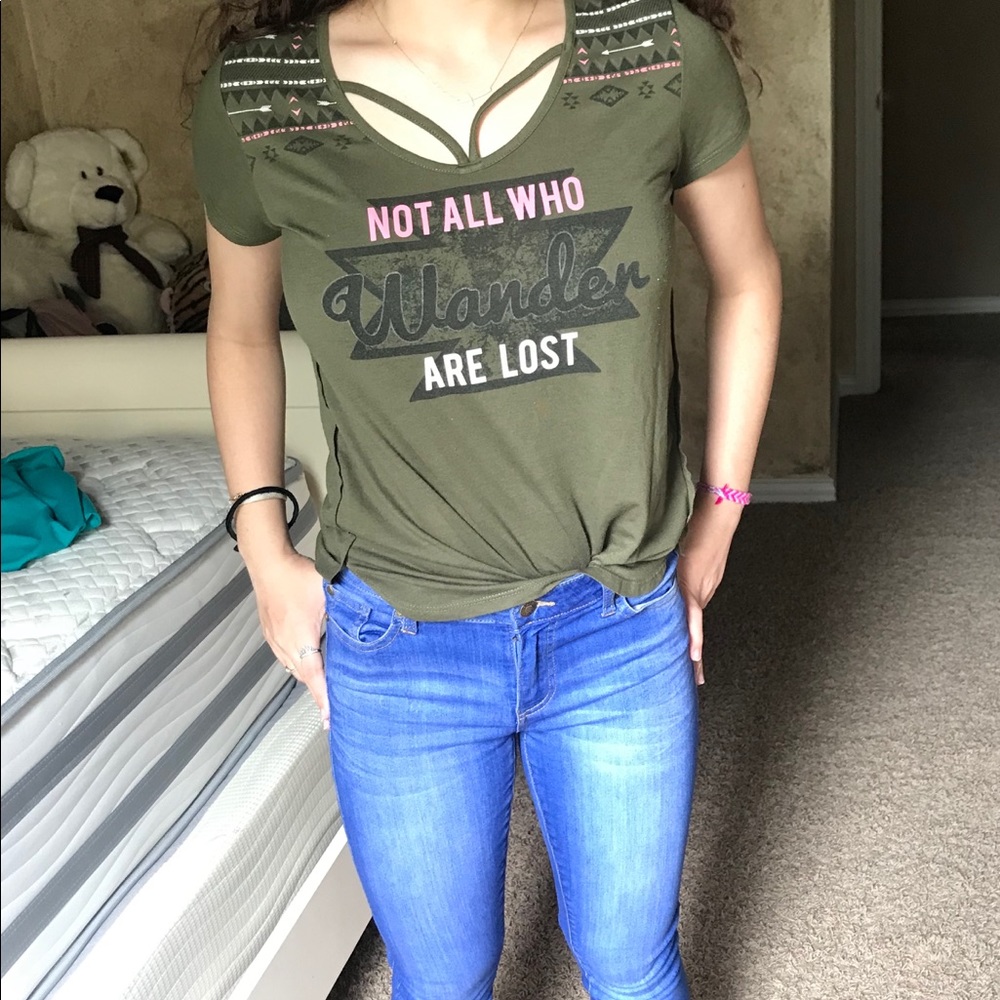 Self esteem olive green t-shirt